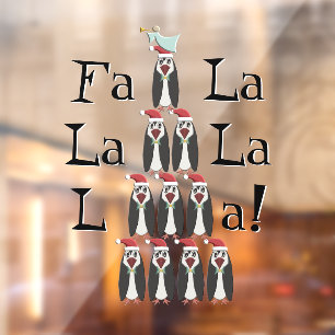 Funny Penguin Pyramid Christmas Tree Window Cling