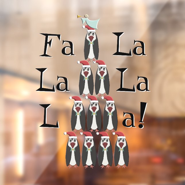 Funny Penguin Pyramid Christmas Tree Window Cling (Sheet 2)