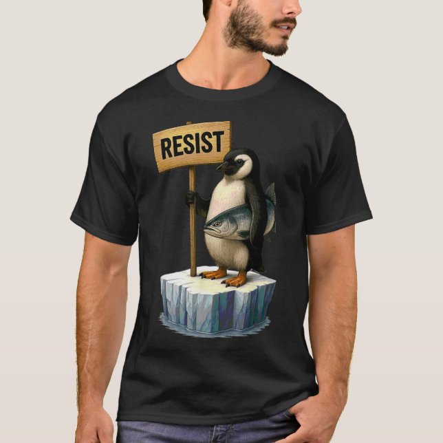 Funny Penguin Resist Cool Penguins Resist 2  T-Shirt (Front)