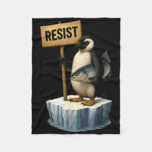 Funny Penguin Resist Cool Penguins Resist Fleece Blanket