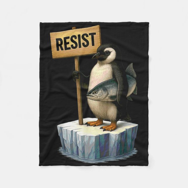 Funny Penguin Resist Cool Penguins Resist  Fleece Blanket (Front)