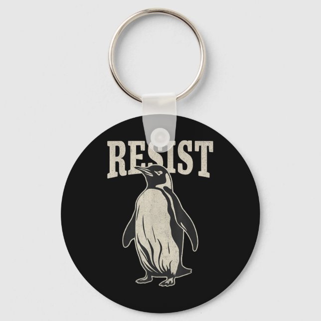 Funny Penguin Resist Cool Penguins Resist  Key Ring (Front)