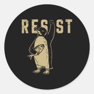 Funny Penguin Resist Cool Penguins Resist Shirt Classic Round Sticker