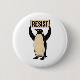 Funny Penguin Resist Cool Penguins Vintage Protest 6 Cm Round Badge