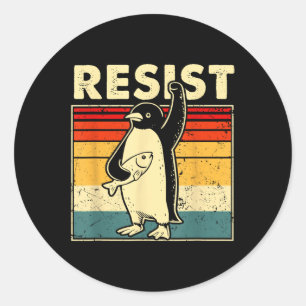 Funny Penguin Resist Cool Penguins Vintage Protest Classic Round Sticker