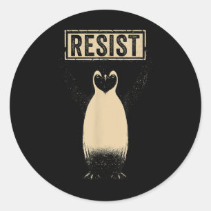 Funny Penguin Resist Cool Penguins Vintage Protest Classic Round Sticker