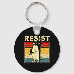 Funny Penguin Resist Cool Penguins Vintage Protest Key Ring