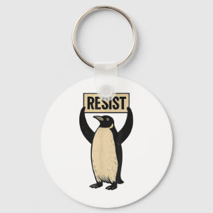 Funny Penguin Resist Cool Penguins Vintage Protest Key Ring