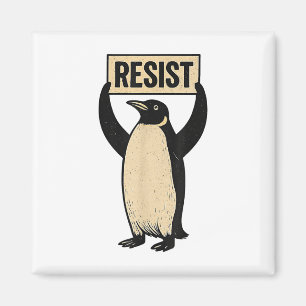 Funny Penguin Resist Cool Penguins Vintage Protest Magnet