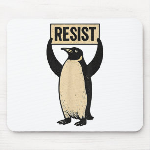 Funny Penguin Resist Cool Penguins Vintage Protest Mouse Pad