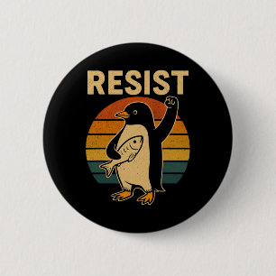 Funny Penguin Resist Penguins Protest Against Tari 6 Cm Round Badge