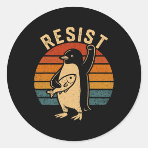 Funny Penguin Resist Penguins Protest Against Tari Classic Round Sticker