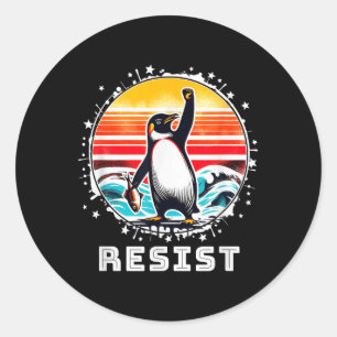 Funny Penguin Resist Penguins Protest Against Tari Classic Round Sticker