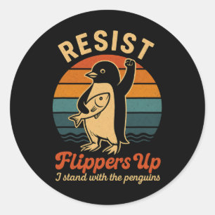 Funny Penguin Resist Penguins Protest Against Tari Classic Round Sticker