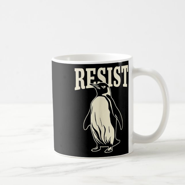Funny Penguin Resist Penguins Protest Against Tari Coffee Mug (Right)