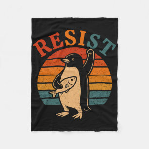 Funny Penguin Resist Penguins Protest Against Tari Fleece Blanket