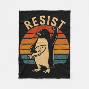 Funny Penguin Resist Penguins Protest Against Tari Fleece Blanket