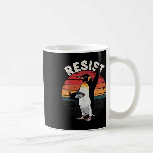 Funny Penguin Resist Protest Against Tariffs Humou Coffee Mug (Right)