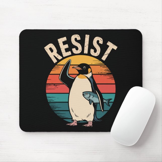 Funny Penguin Resist Protest Against Tariffs  Mouse Pad (With Mouse)