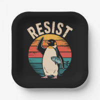 Funny Penguin Resist Protest Against Tariffs