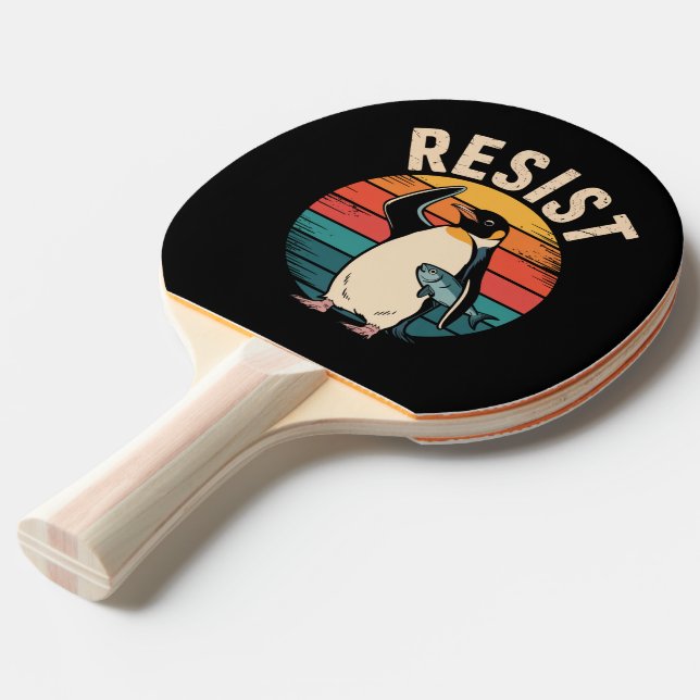 Funny Penguin Resist Protest Against Tariffs  Ping Pong Paddle (Front Angle)