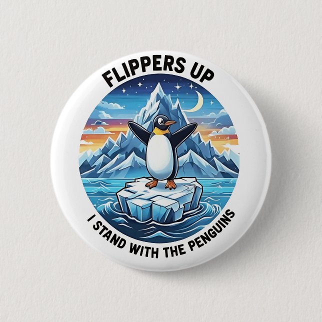 Funny Penguin Resist Protest Against Tarrifs  6 Cm Round Badge (Front)