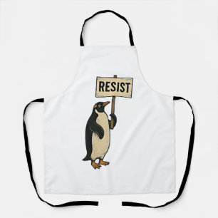 Funny Penguin Resist Protest Against Tarrifs Apron
