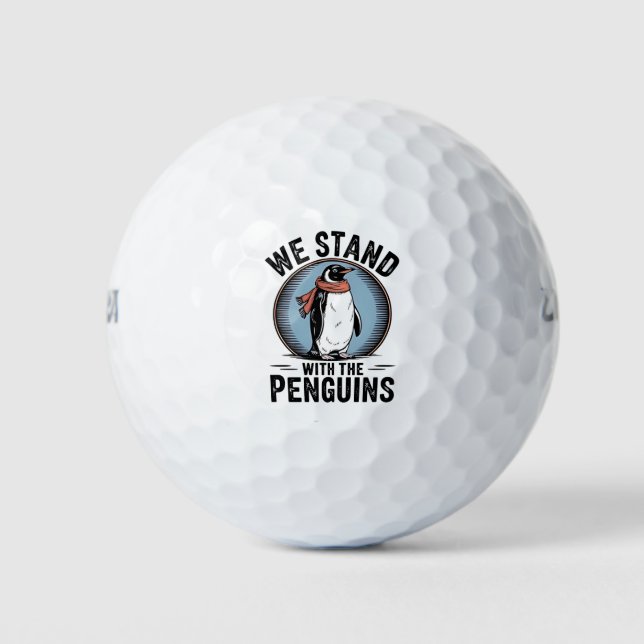 Funny Penguin Resist Protest Against Tarrifs  Golf Balls (Front)