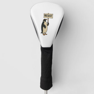 Funny Penguin Resist Protest Against Tarrifs Golf Head Cover