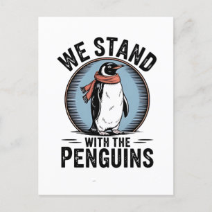 Funny Penguin Resist Protest Against Tarrifs  Invitation Postcard