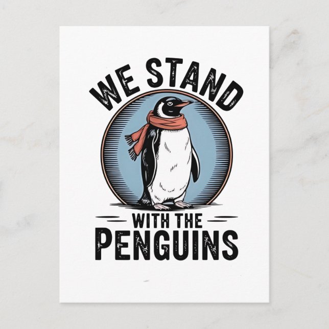Funny Penguin Resist Protest Against Tarrifs  Invitation Postcard (Front)