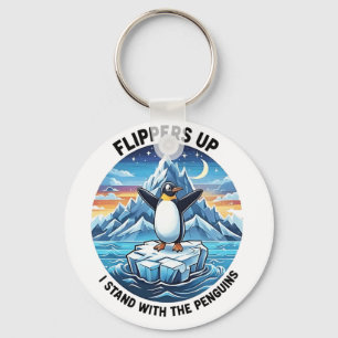 Funny Penguin Resist Protest Against Tarrifs  Key Ring