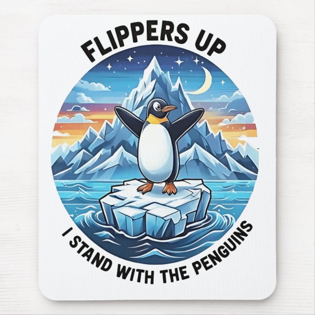 Funny Penguin Resist Protest Against Tarrifs  Mouse Pad (Front)