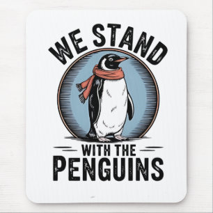 Funny Penguin Resist Protest Against Tarrifs Mouse Pad