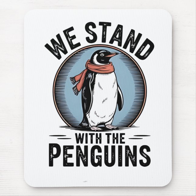 Funny Penguin Resist Protest Against Tarrifs  Mouse Pad (Front)