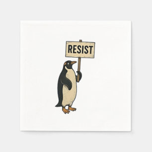 Funny Penguin Resist Protest Against Tarrifs Napkin