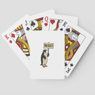Funny Penguin Resist Protest Against Tarrifs Playing Cards