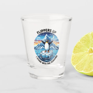 Funny Penguin Resist Protest Against Tarrifs  Shot Glass