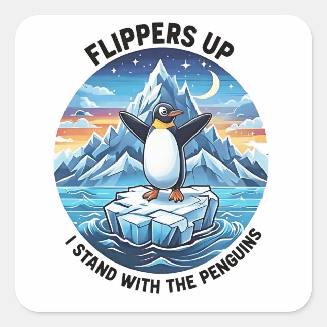 Funny Penguin Resist Protest Against Tarrifs  Square Sticker (Front)