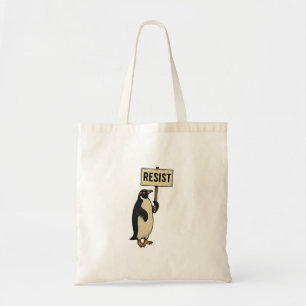 Funny Penguin Resist Protest Against Tarrifs Tote Bag