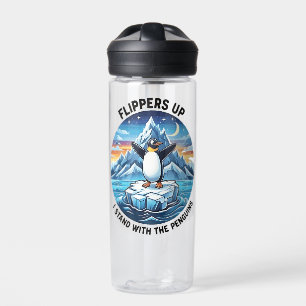 Funny Penguin Resist Protest Against Tarrifs  Water Bottle