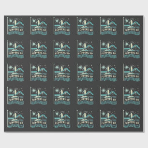 Funny Penguin Resist Protest Against Tarrifs  Wrapping Paper