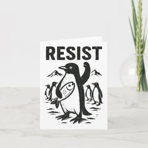 Funny Penguin Resist Vintage Design Card