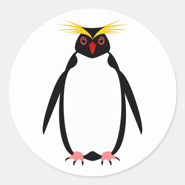 Funny penguin rockhopper or macaroni classic round sticker (Front)