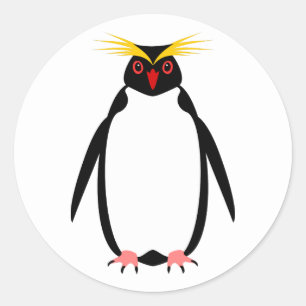 Funny penguin rockhopper or macaroni Team Classic Round Sticker