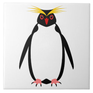 Funny penguin rockhopper or macaroni tile