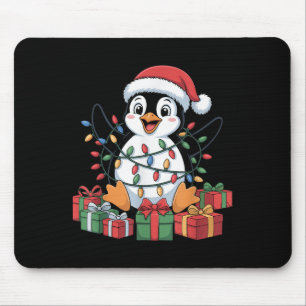 Funny Penguin Santa Hat Animals Lovers Ugly Christ Mouse Pad