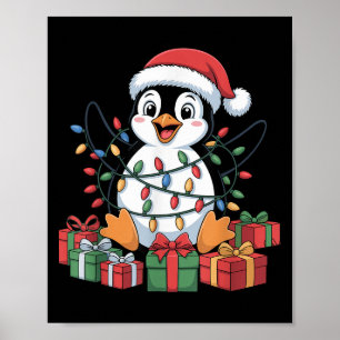 Funny Penguin Santa Hat Animals Lovers Ugly Christ Poster