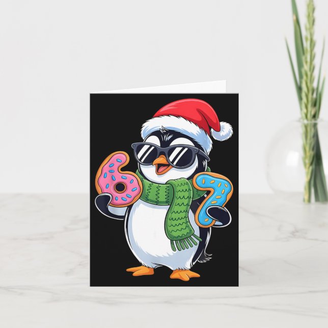 Funny Penguin Six Seven 67 Ice Cream Christmas Boy Card (Front)