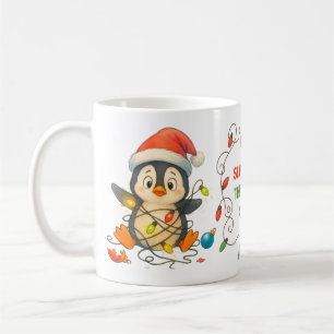 Funny Penguin Stuck in Lights Mug